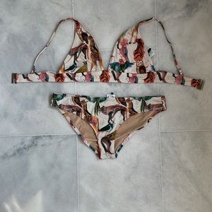 JCREW safari print bikini set, size M, spots noted in pictures